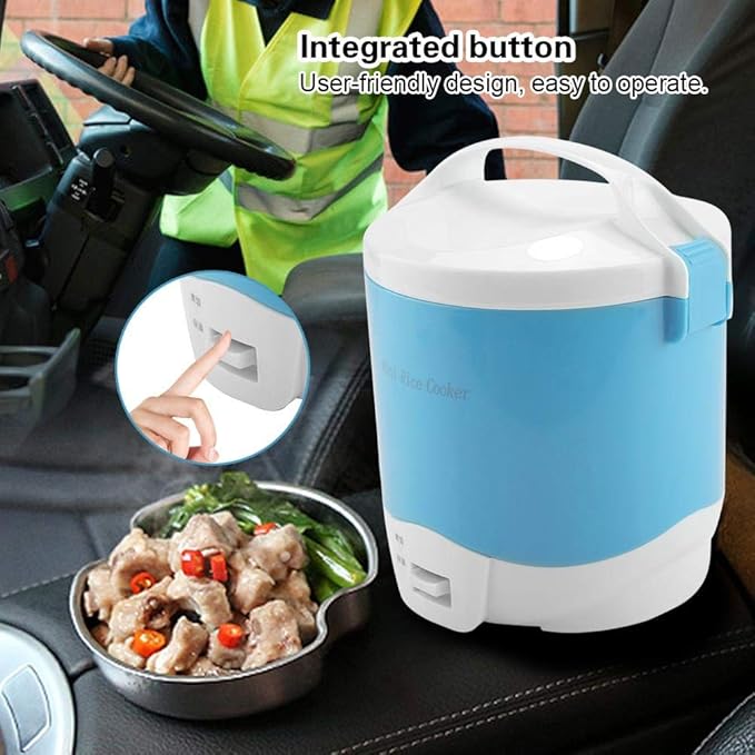 Mini Rice Cooker1.6L Portable Travel Single Small Rice Cooker with Keep Warm Function Anti Burning Non-Stick Coating Steamer for Grains White Rice Oatmeal Veggies(Blue)