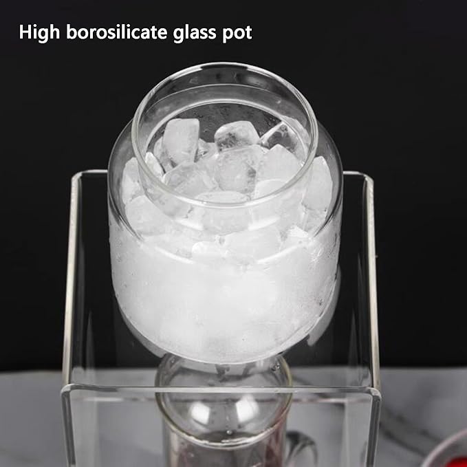 Cold Brew Drip TowerIce Coffee Machine w/Slow Drip Technology w/Stainless Steel Filter&ampAcrylic StandAdjustable Water FlowMakes 3-6 Cups (14.7 * 48cm)