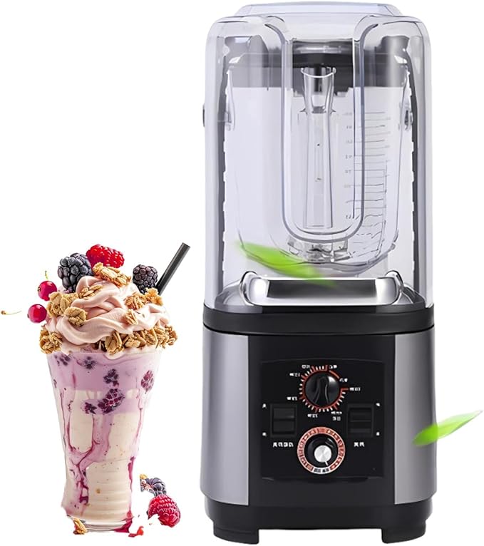 Professional Soundproof Blender 2200W with Quiet Shield 2L Large Capacity Ice Crushing Smoothie and Milkshake Maker Self Cleaning Heavy Duty Design
