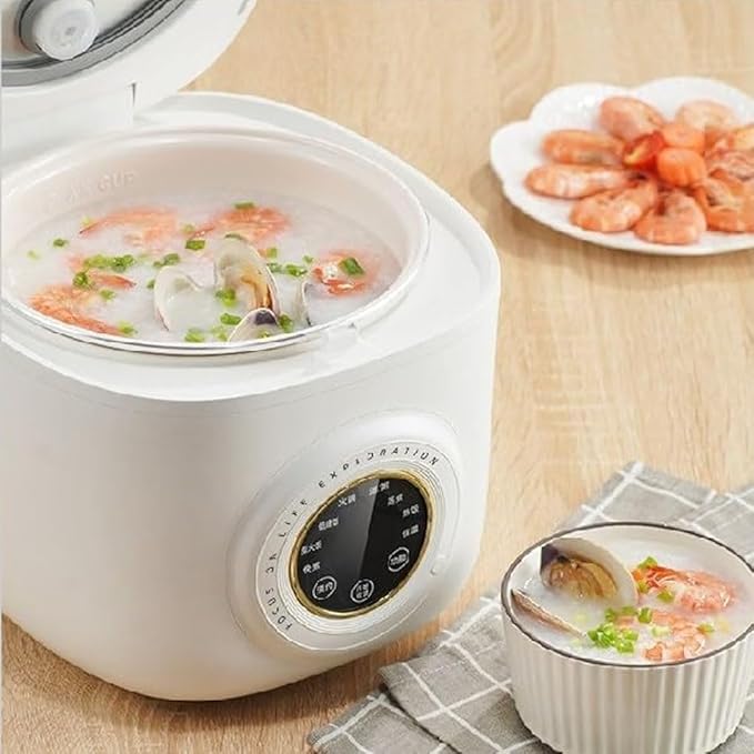 Intelligent Voice White Rice Cooker Visualize Rice Maker With Multifunctional Menu. Low Carb Rice Digital Rice Cooker 6 Cup (Uncooked) With Stainless Steel Steamer for Cooking rice oatmeal