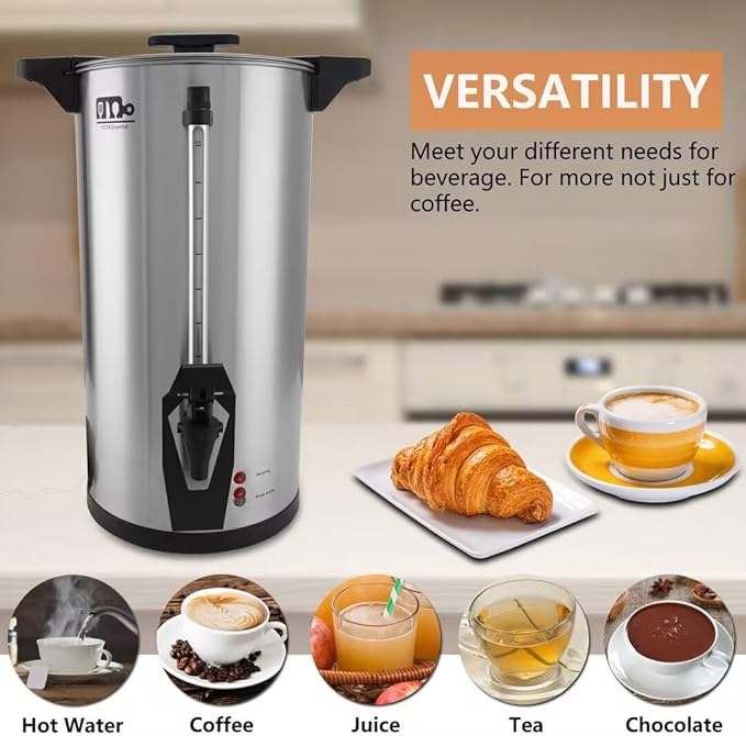 75 Cup 12L/3.17Gallon Commercial Coffee Urn Festa Essential 950W Large Percolate Coffee Maker Hot Beverage dispenser With Double Dripless Faucet Quick-Brewing Hot Water Urn for CateringHomeEvents