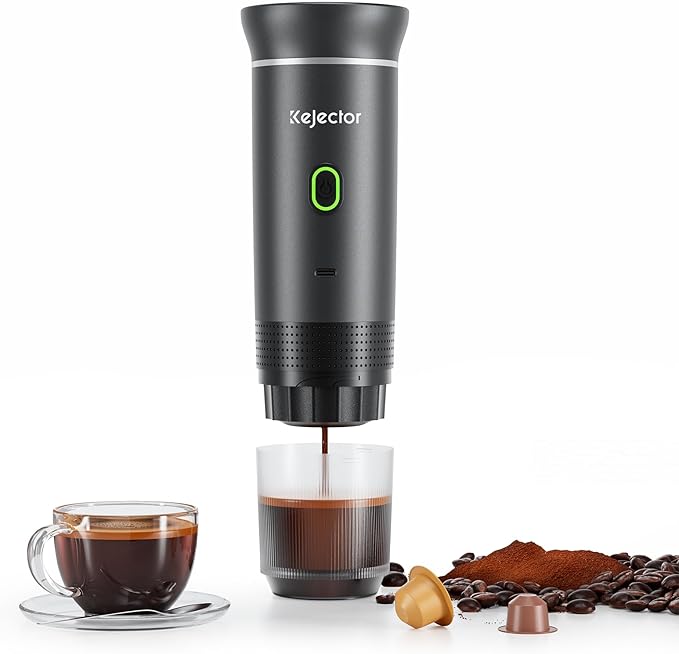 Portable Battery Coffee Maker Espresso Machine 20 Bar Nano Car Coffee Mini Espresso Machines Self-Heating Electric Espresso Maker USB-C 3-in-1 Ground Coffee &amp NS Capsule Pod RV Hiking Camping
