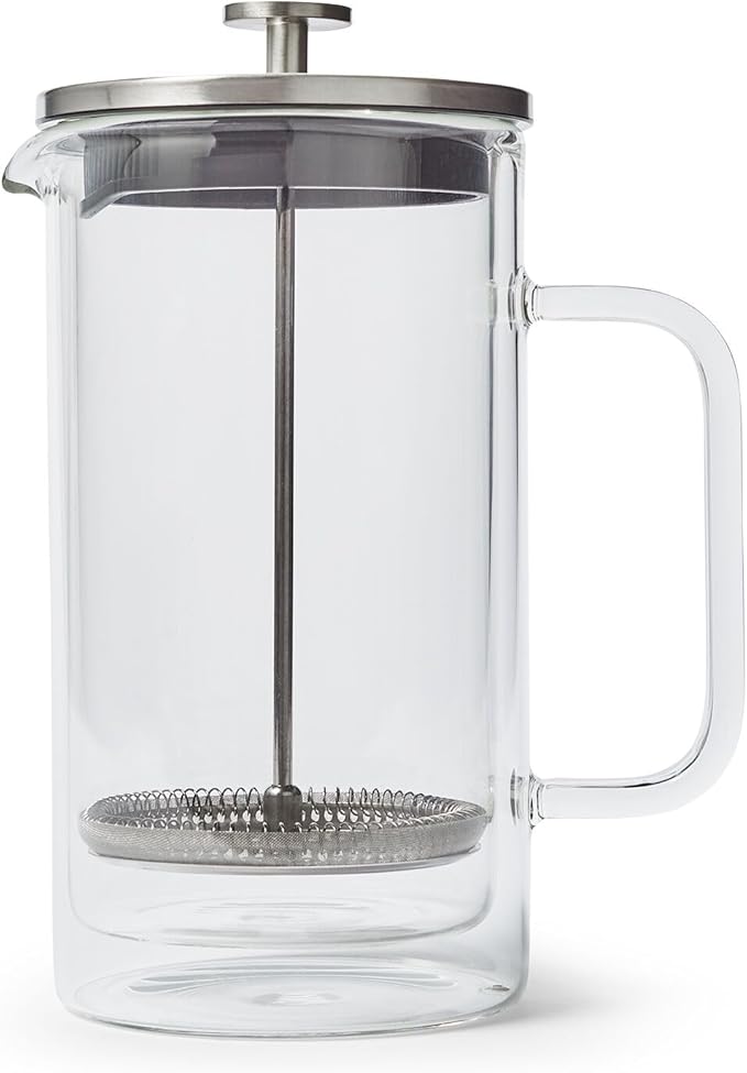 Sur La Table Classic Double-Walled Glass French Press – 8-Cup Capacity for Rich Aromatic Coffee