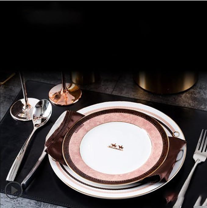 European Style Dinnerware Set Service for 6 Bone China Dinnerware Sets Unbreakable Porcelain Dinner Sets Coffee Cup and Saucer Tableware Set Steak Dinner Plates Dish Set belt