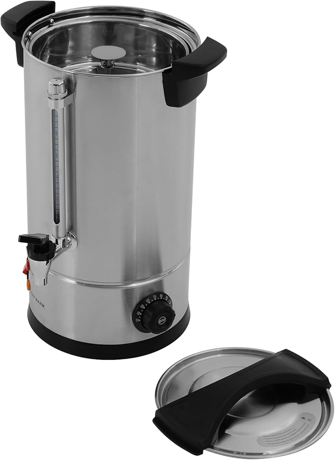 25L Coffee Percolator Large Coffee Maker Hot Coffee Dispenser with Double Wall Insulation Tea Maker Machine for Catering Church Restaurant Dual Layer Stainless Steel