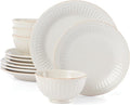 Lenox French Perle Groove 12-Piece Plate &amp Bowl Set 23.05 LB White
