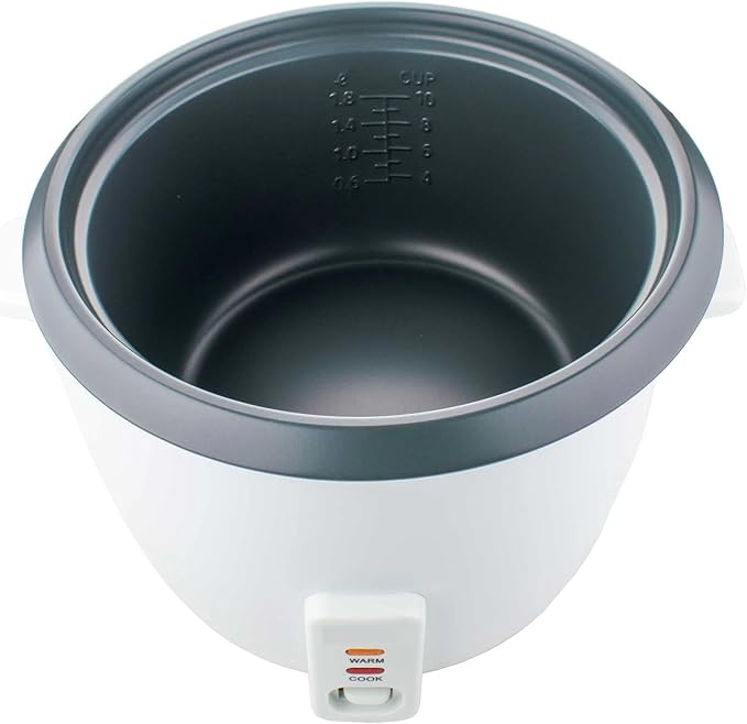 Electric Rice Cooker and Steamer – 4 5 8 or 15 Cup Non-Stick Rice Maker with Food Steamer Tray – One-Touch Operation Keep Warm Function Glass Lid White (4 Cup)