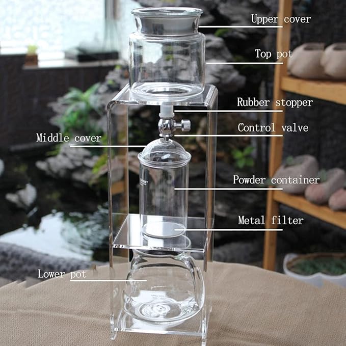 Habiba Iced Drip Coffee Maker Creative Cold Brew Coffee Maker Adjust Water Flow Iced Coffee Maker Multifunctional Siphon Coffee Maker with Metal Filter Reusable