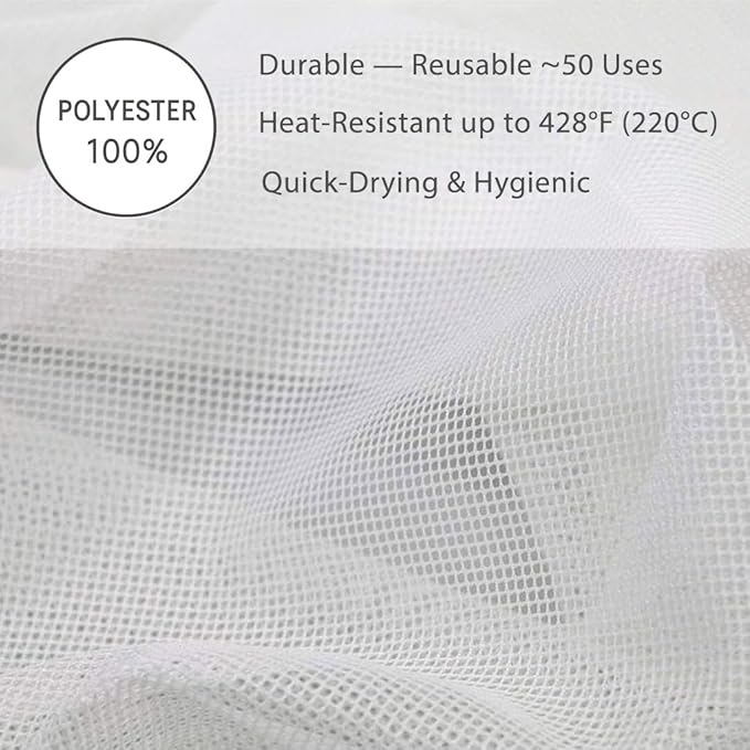 Japanese Rice Cooker Net Sushi Rice Net Mesh Polyester Napkin Reusable Made in Japan (L Size (40x40)) White