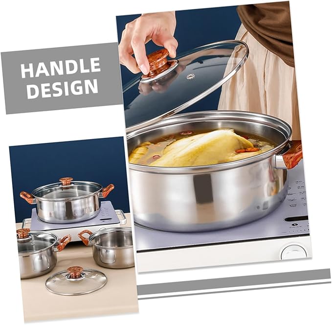Ciieeo Stainless Steel Cookware Set Heavy-duty Kitchen Cooking Pots and Pans Includes Frying Pan Soup Pot for Everyday Use and Camping