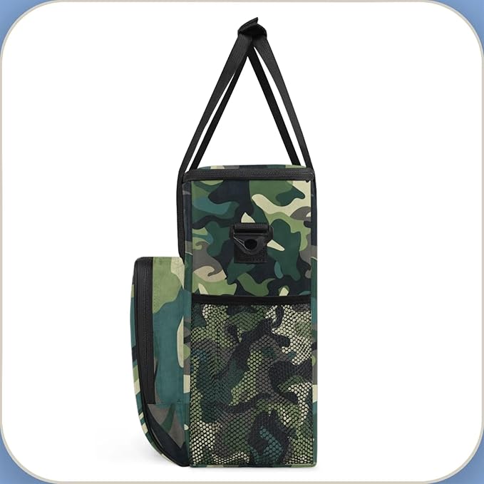Camouflage Color Coffee Maker Travel Bag for Keurig K-Mini/K-Mini Plus Insulated Waterproof Tote with Pockets for K-Cup Portable Single-Serve Brewer Case