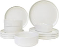 UDNORDGLOE Porcelain Dinnerware Sets for 4 12 - Piece Ceramic Plates and Bowls SetsStoneware Clip and Scratch Resistant Dishware Microwave and Dishwasher Safe Matte White