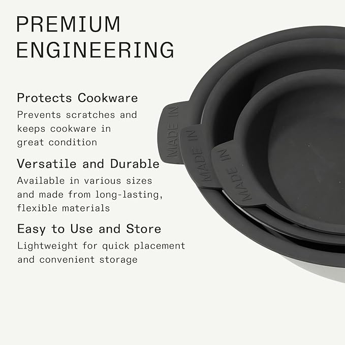 Made In Cookware | 3 Piece Set (Includes 81012) Frying Pan Protectors | Graphite | Molded Silicone | Dishwasher Safe
