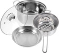 3-Piece Stainless Steel Cookware Set Soup Pot Frying Pan Milk Pot Multi-functional Kitchen Cookware Lid Suitable for Induction Cookers Household Cooking Essentials