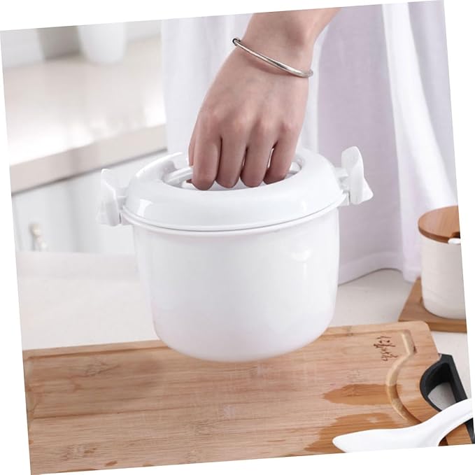 2-Piece Microwave Rice Cooker Set Plastic Portable Food Container Multi-Functional Steamer for Vegetables and Rice for Meal Prep and Lunch