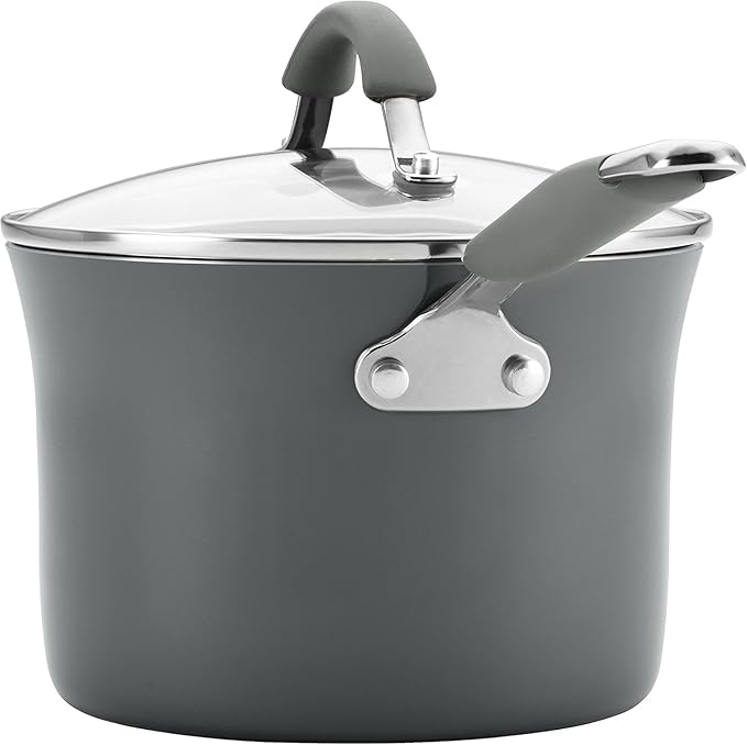 Rachael Ray - 16802 Rachael Ray Cucina Nonstick Cookware Pots and Pans Set 12 Piece Sea Salt Gray