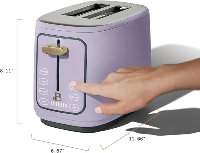 2 Slice Digital Toaster with Touch Control Panel Adjustable Toast Shade Settings Wide Bread Openings Bagel &amp Frozen Modes Removable Crumb Tray (Lavender)