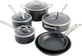 10-Piece Nonstick Aluminum Cookware Set – Heavy-Gauge Pots and Pans with Teflon Interior Cool-Touch Silicone Handles Scratch-Resistant Glacier Blue Finish (Black)