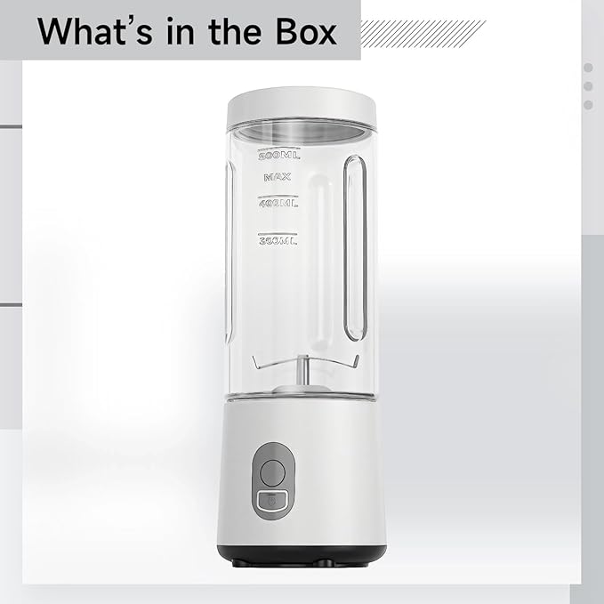 16.9 Fl Oz (500 Ml) Usb Rechargeable Mini Juicer Portable Blender With 180W Power Stainless Steel Blades Perfect For Smoothies At Home Or On The Go
