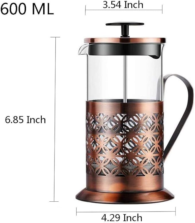 French Press Stamp Pot Coffee Maker Double Walled French Press Coffee Maker Made of Glass Incl. Stainless steel coffee filter