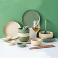 Dinnerware Set 22 Pcs Dinner Sets Khaki And Blue Ceramic Tableware Set Service For 4 People
