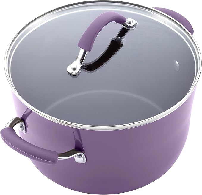 Rachael Ray Cucina Nonstick Cookware Pots and Pans Set 12 Piece Lavender Purple