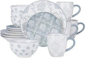 16-pieces Dinnerware Sets Ceramic Dish Set Plates and Bowls for 4 Stackble 1Bowl snd Plate