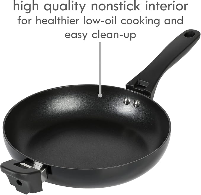 9 Piece Stackable Nonstick Aluminum Cookware Set with Lids Space Saving Pots and Pans for Kitchen Cooking