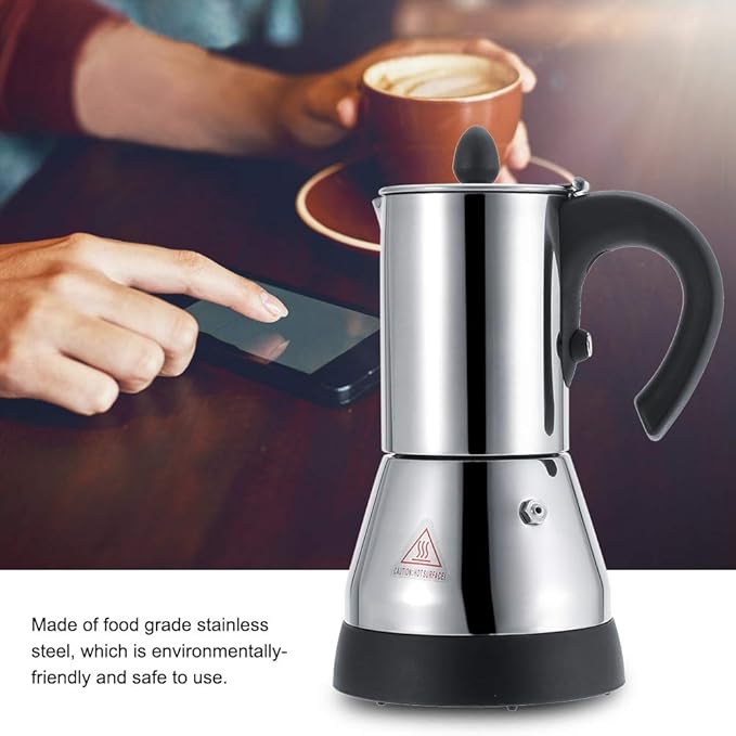 Electric Coffee Maker Stainless Steel Espresso and Cappuccino Machine Stainless Steel Mocha Pot Coffee Maker (300ml)