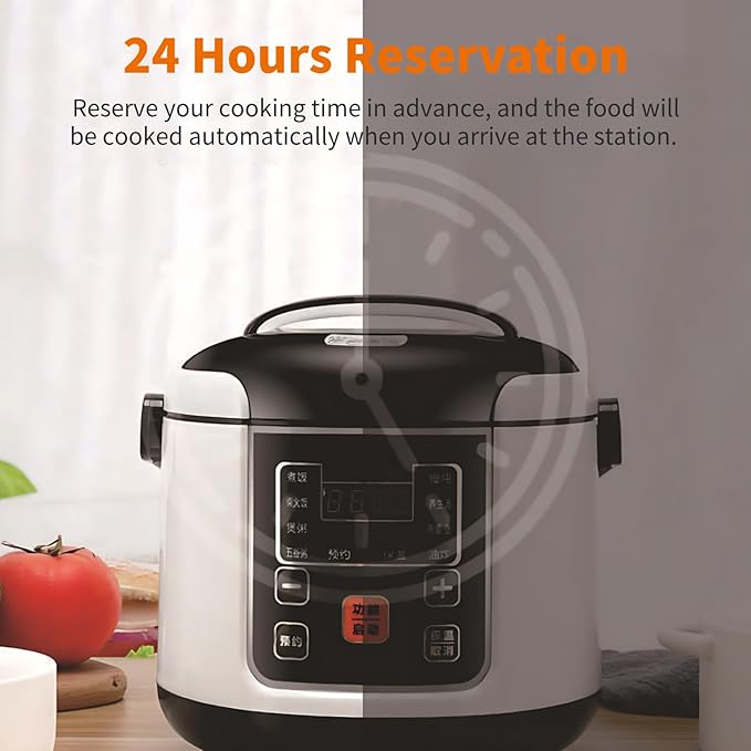 2L Portable Compact Car Rice Cooker with Insulation Non Stick Inner Pot Steam Basket for White &amp Whole Grain Rice Sushi  12V for Cars