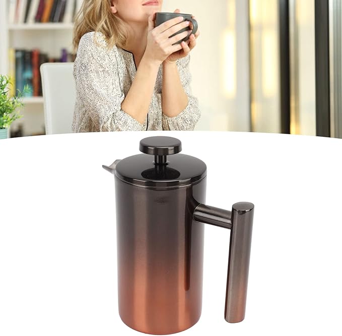 French Press Coffee Maker304 Stainless Steel Insulated Coffee PressFrench Press Coffee Tea Maker with Filter Double Layer Stainless Steel Gradient Ramp(800ML)