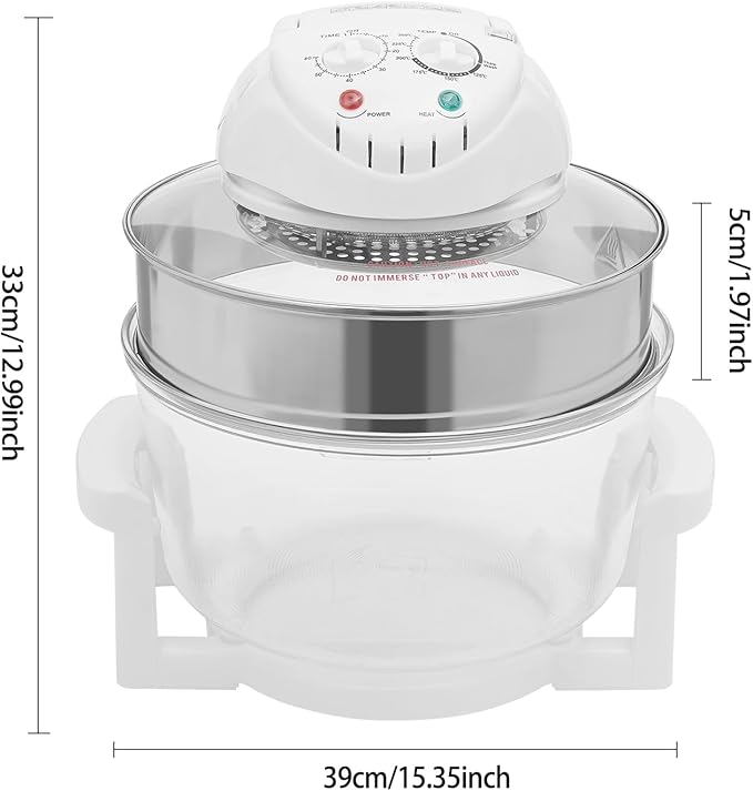 18 Quart Air Fryer Halogen Convection Oven with See-Through Glass 1400W Adjustable Temperature and Timer Knobs Safety Auto Shut-off for Healthy Meals French Fries Cooking