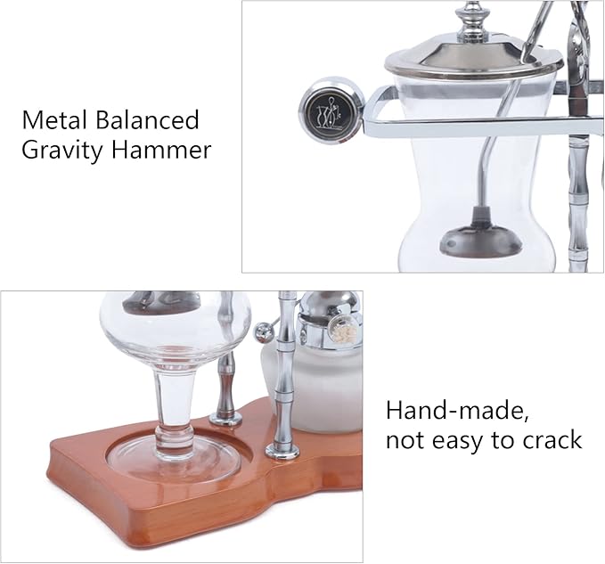 Family Balance Siphon Syphon Coffee Maker Siphon Brewer Elegant Retro-Style Design Sliver (Sliver)