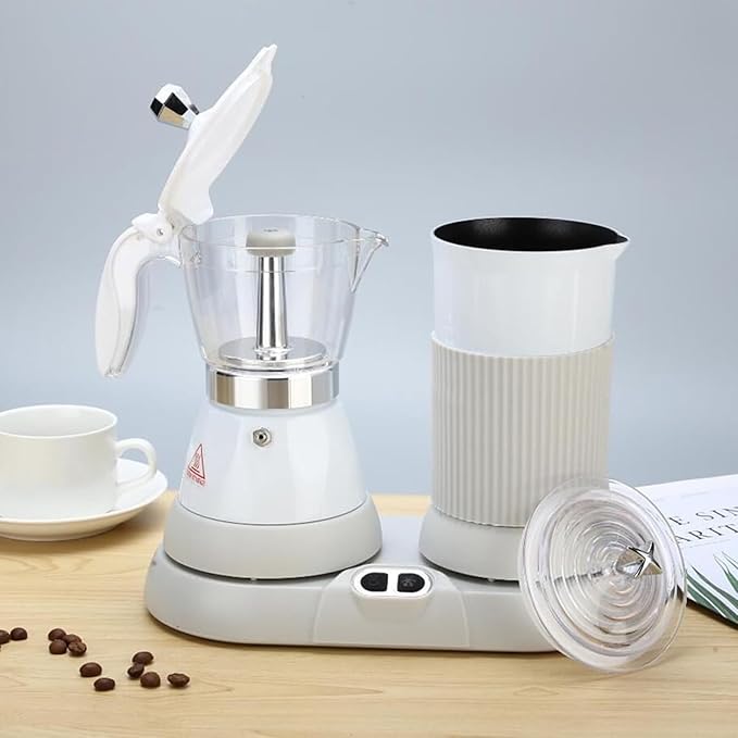 Electric Coffee Maker Household Coffee Maker with Milk Frother 55-65℃ Precise Temperature Control Auto Brew for Heat The Milk Froth It Mocha Latte