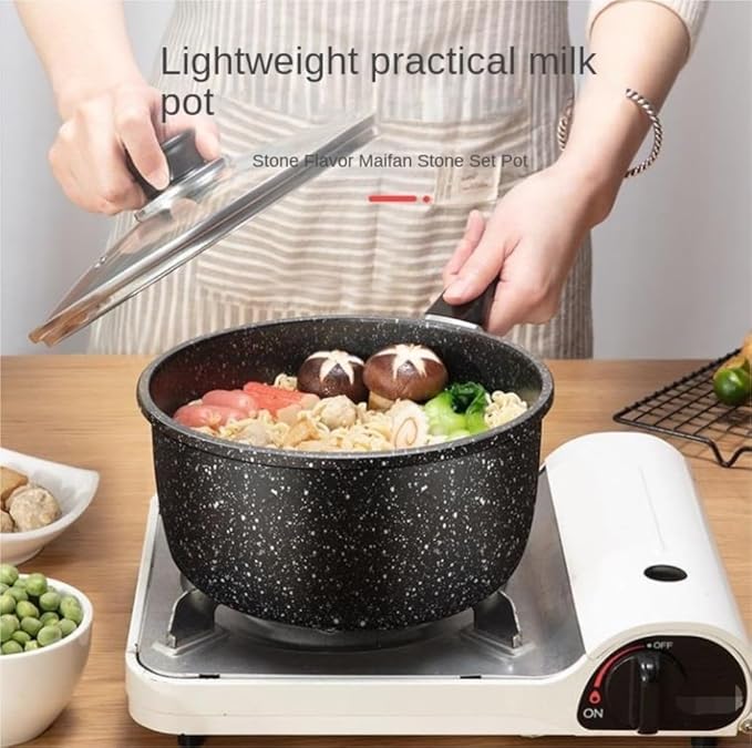 Kitchen Cooking Sets 3Pcs Cookware Set Wok Soup Pot with Glass Lid Frying Pan Wrought Iron Medical Stone Non-Stick Cooking Pot Set Kitchen Cookware Sets