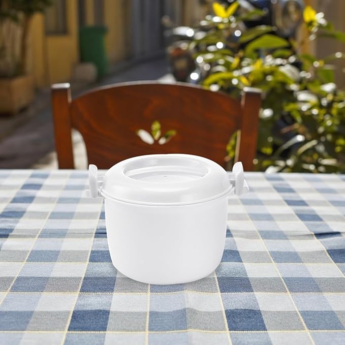 Microwave Rice Cooker 8.27X6.89X5.51In Plastic Steamer Bowl for Rice Vegetables Pasta Multifunctional Kitchen Appliance
