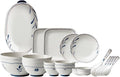 22 Pieces Dinnerware Sets Underglaze Color Process Plates and Bowls Sets Smooth and Easy to Clean Kitchenware Set Reusable Safe and Healthy Thick and Durability Ceramic Non-slip Bottom Service for 4