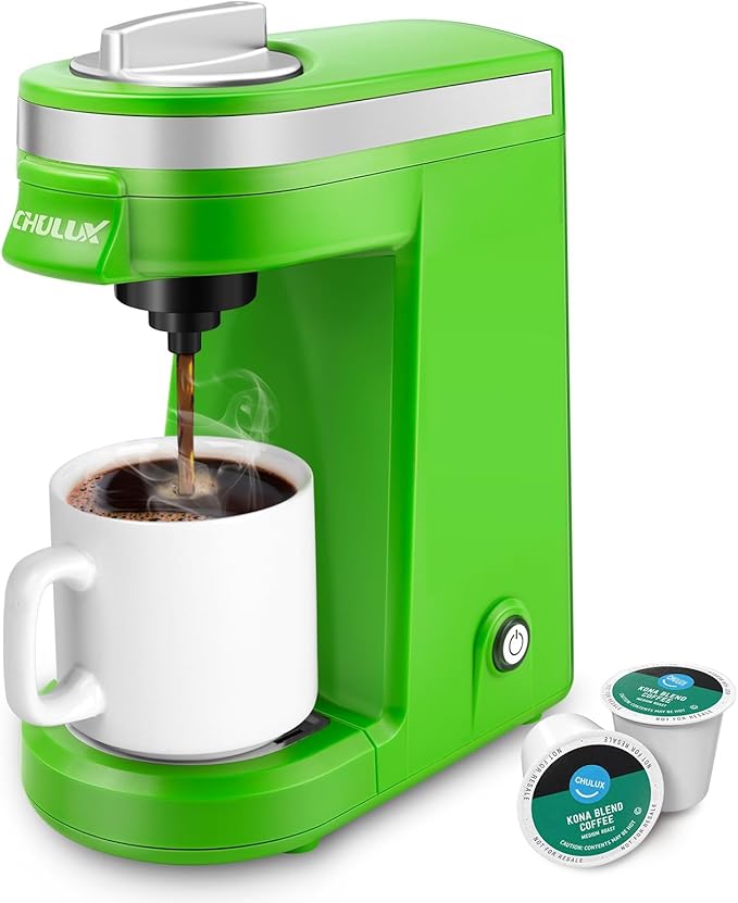 CHULUX Single Serve Coffee Maker Small Single Cup Coffee Maker for K pod and Ground Coffee Green