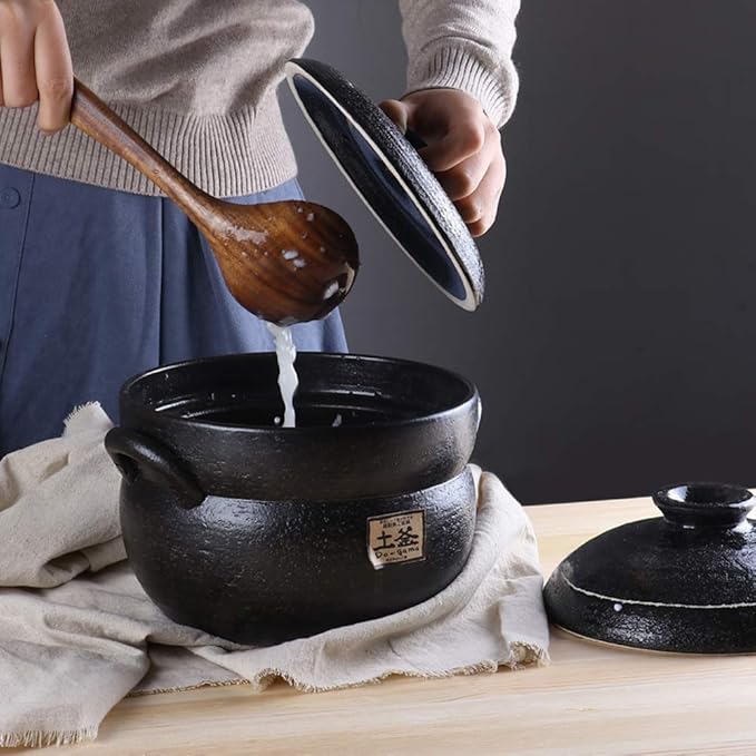 Cooking Pot Earthenware Clay Rice PotJapanese Stone Rice CookerStove Stew PotHot PotCeramic Casserole with LidHeat Resistant Stock Pot for Steam