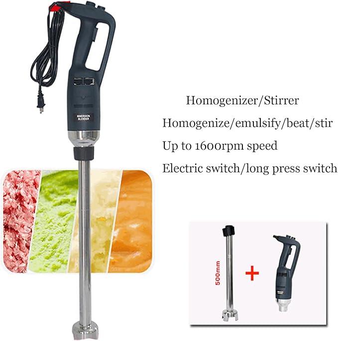 Electric Stick Blender Hand Blender Stick Immersion Mixer with 50cm Stick 500 Watts Up To 1600rpm Speed Fixed Speed with Locking and Safety Button Stick Blender