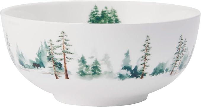 Mikasa Watercolor Forest Bone China Lightweight Chip Resistant 16 Piece Dinnerware Set Service for 4 White