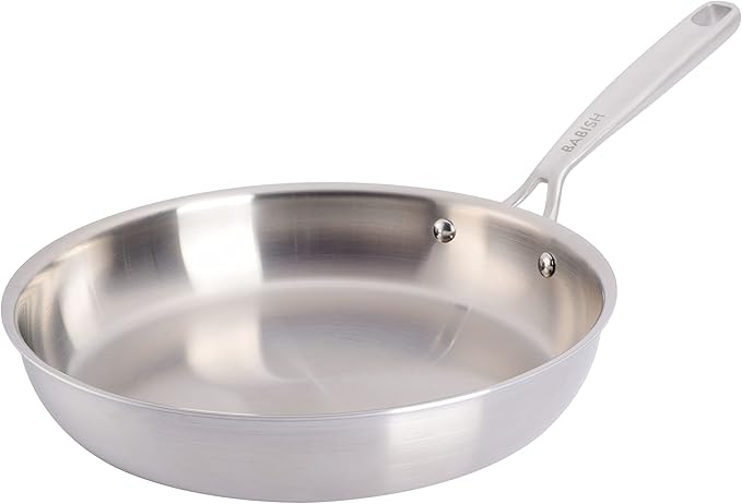 Babish 10-Inch Tri-Ply Stainless Steel Frying Pan – Professional Grade Skillet for Searing Sautéing &amp Everyday Cooking