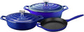 La Cuisine Piece Enameled Cast Iron 5 pc set Pro Range 3.75QT Saute 6.75QT Oval w/lid 10 Fry Pan High Gloss  Blue/Sapphire