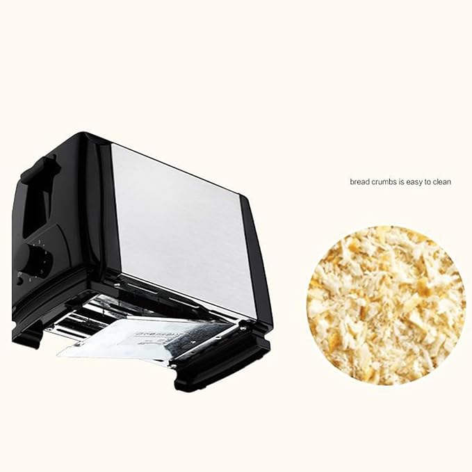 2 Slice Slim Toaster Compact Stainless Steel Bread Toaster with Automatic Popup Wide Slots and Crumb Tray for Home Kitchen Breakfast Use