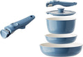 Redchef 6pcsCeramic Cookware Set Removable Handle Pots And Pans Non Stick Rv Cookware Set Non Toxic Pots And Pans Set No PFAS &amp PTFE &amp PFOA Detachable Pots And Pans Dishwasher &amp Oven