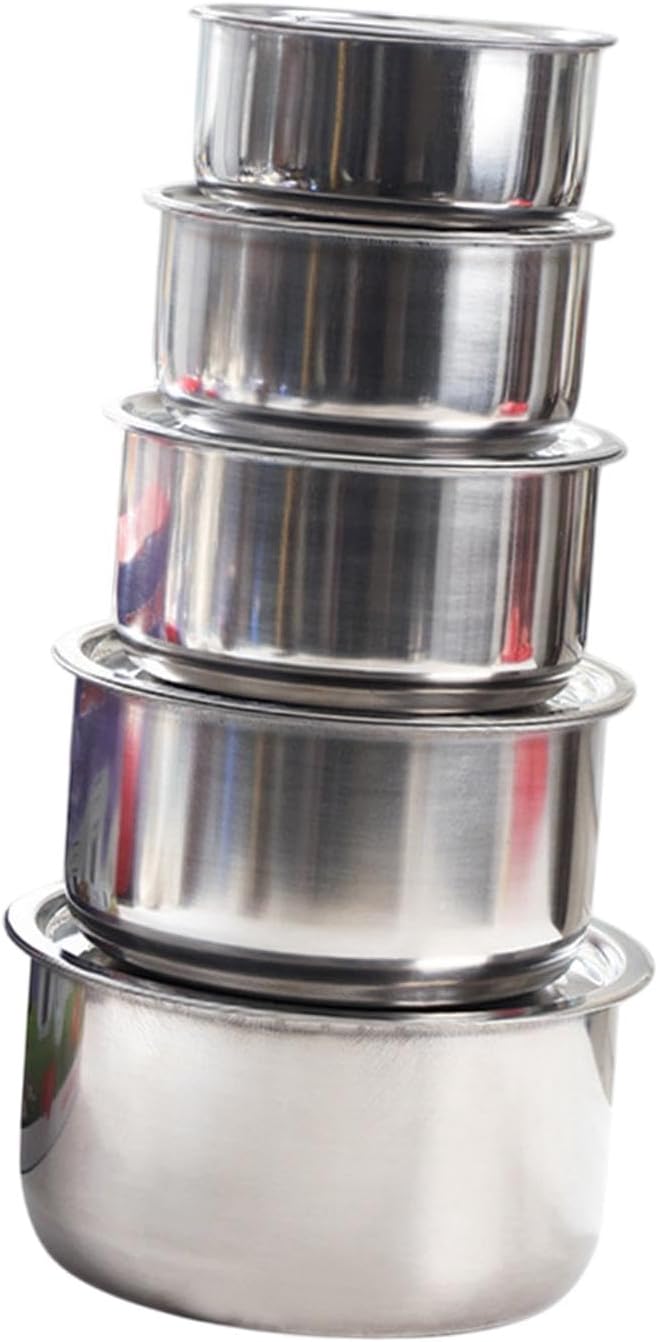 5Pcs Stainless Steel Sauce Pots with Lid Professional Cooking Tools Cookware Kitchen Accessories Kitchenware Stew Pot Set Style B