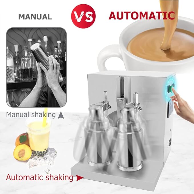 Commercial MachineElectric Milkshake Machine Double-Head Milk Shaker Machine 360° Commercial Blenders Stainless Steel Drink Mixer