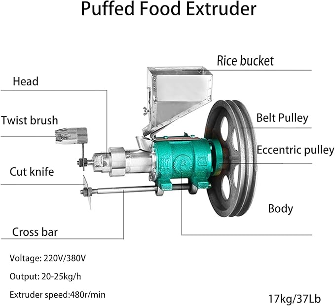 Rice and Corn Puffed Food Extruder Machine Multifunctional Puff Snack Machine for Making Cornflakes Snack Machine for Kitchen Food Processing
