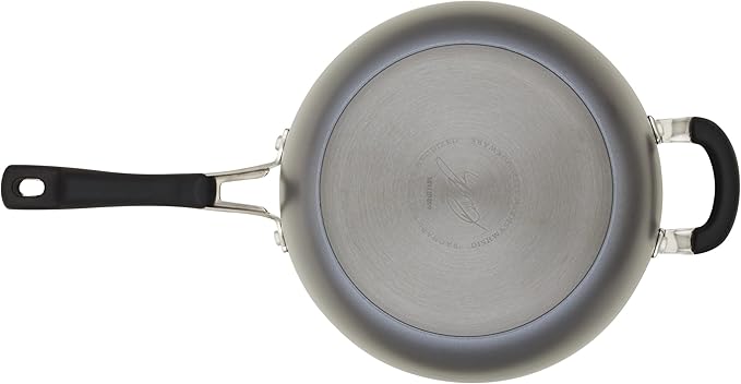 Rachael Ray Cook + Create Hard Anodized Nonstick Saucier Pan/Saucepan with Lid and Helper Handle 4.5 Quart - Black