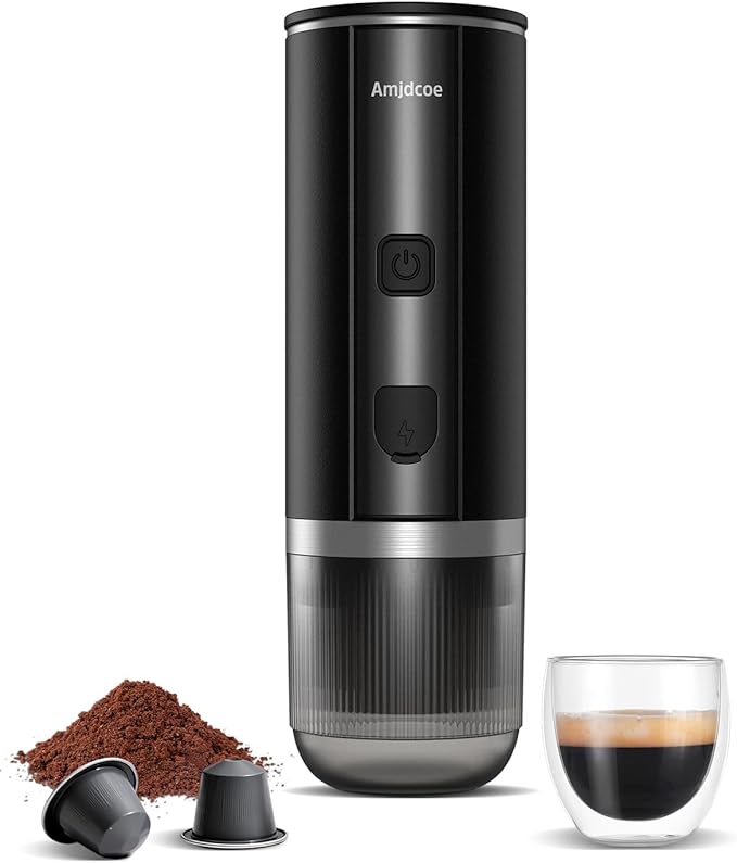Portable Espresso Maker 20 Bar Electric Espresso Machine for Travel Camping Rechargeable USB-C Mini Coffee Maker for NS Capsule Pods and Ground Coffee Matte Black